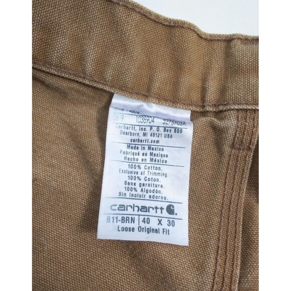 Carhartt Men's 40x30 Brown Canvas Dungaree Utility Work Duck Pants USA - Picture 4 of 9